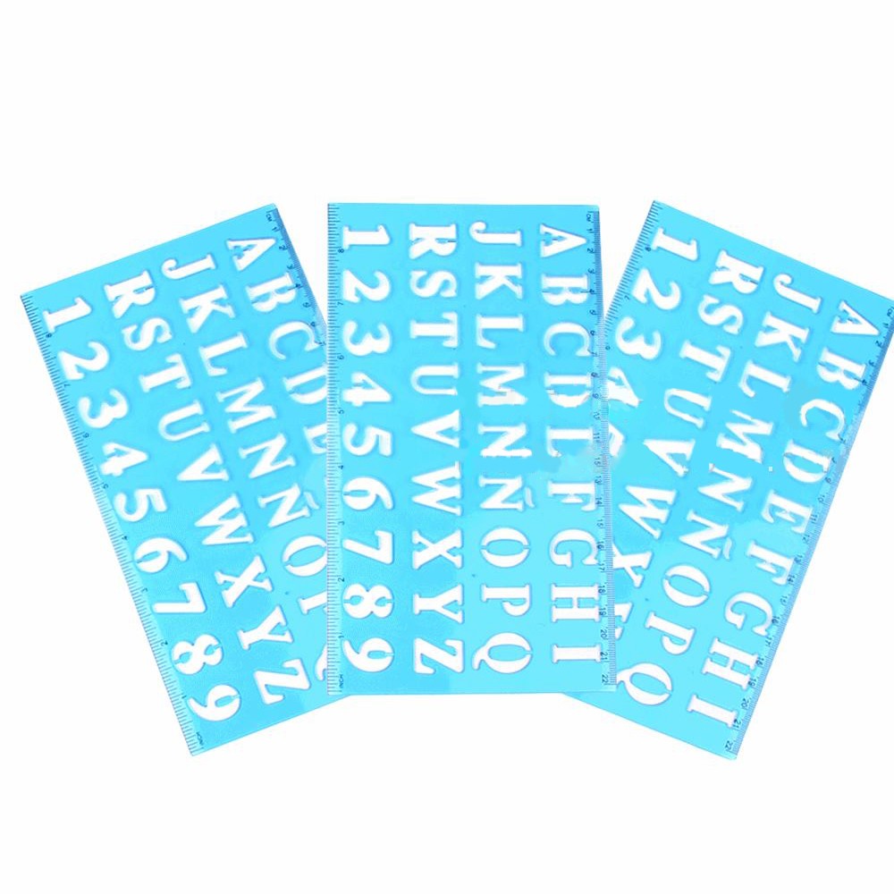Plastic Drawing Ruler Alphabet & Number Hollow Template Stencil Learning TSWL
