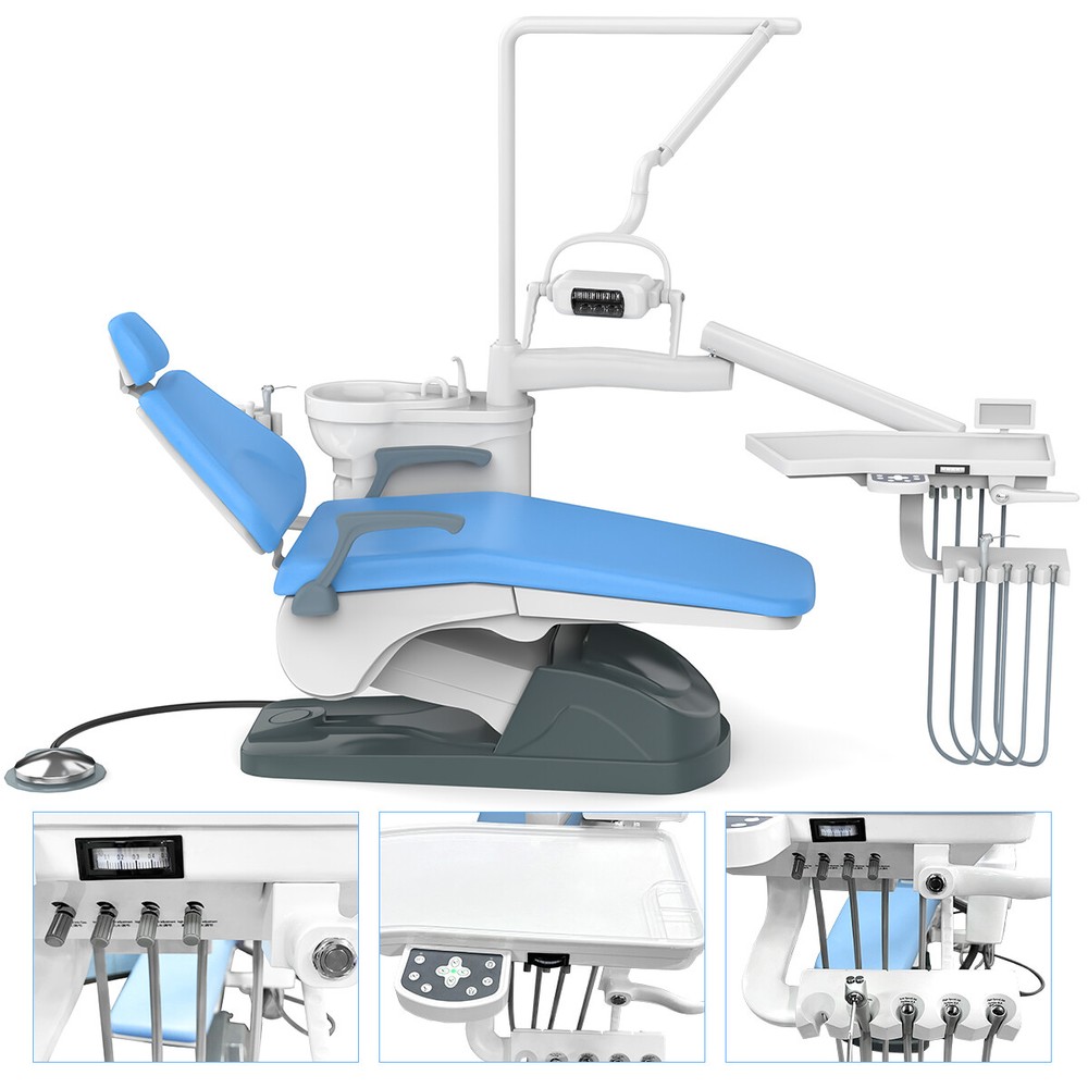 FDA Dental Unit Chair Computer Controlled DC Motor Functional Foot Pedal +Stool