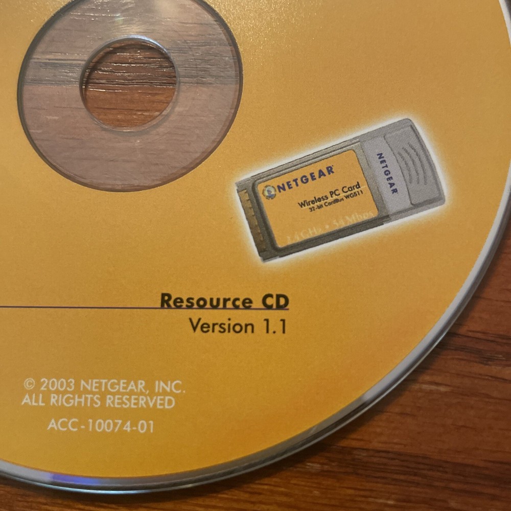 Netgear WG511 54 Mbps 32-bit Wireless PC Card & Version 1.1 CD
