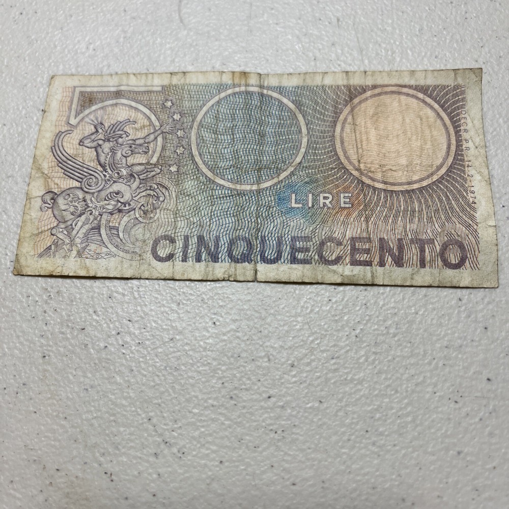 ITALY 500 Lire Banknote 1974