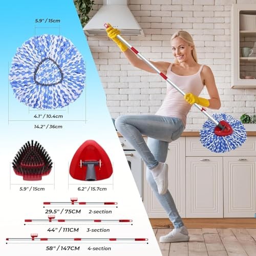 2 Pack Spin Mop Heads Replacement Compatible with O Cedar Blue (2 Tank System)