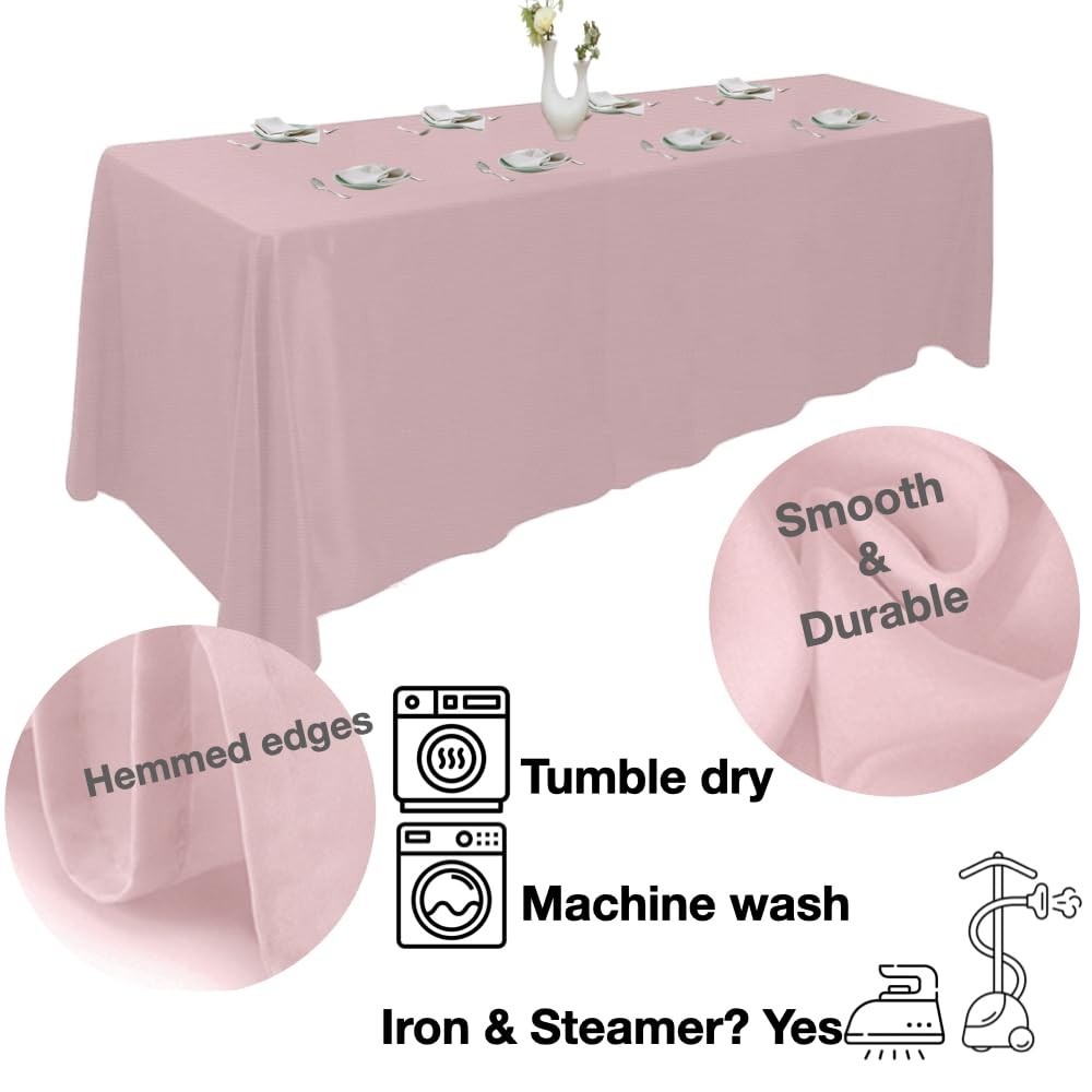 Urby Rectangular Polyester Tablecloth Light Pink 90x132 for 8ft Tables