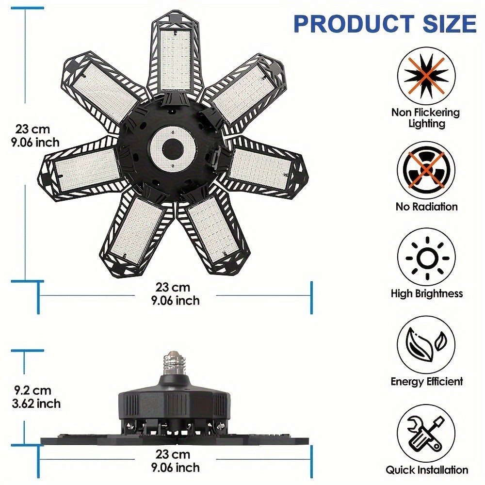 2Pack LED Garage Light 9900000LM Deformable Bright Work Shop Ceiling Bulb Lamps