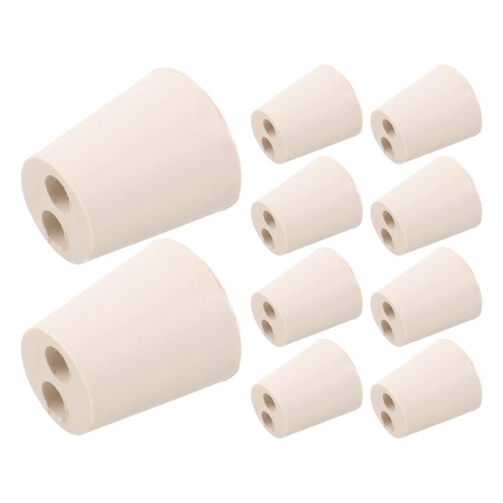 10 Pcs Rubber Experimental Stopper Solid Stoppers Cork with Hole