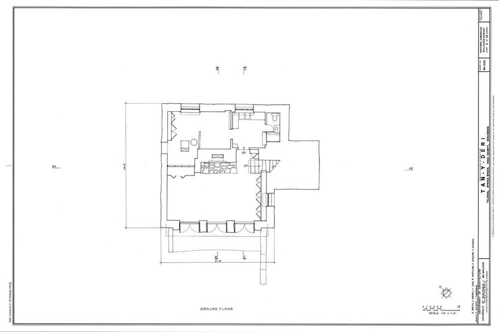 4 bedroom open plan home by Frank Lloyd Wright, printed architectural drawings