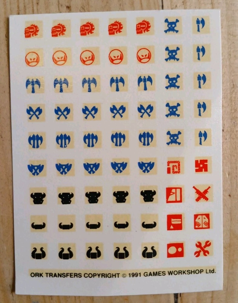 Warhammer 40k Orks Ork Rogue Trader Transfer Sheet Decal Games Workshop 90s 1991