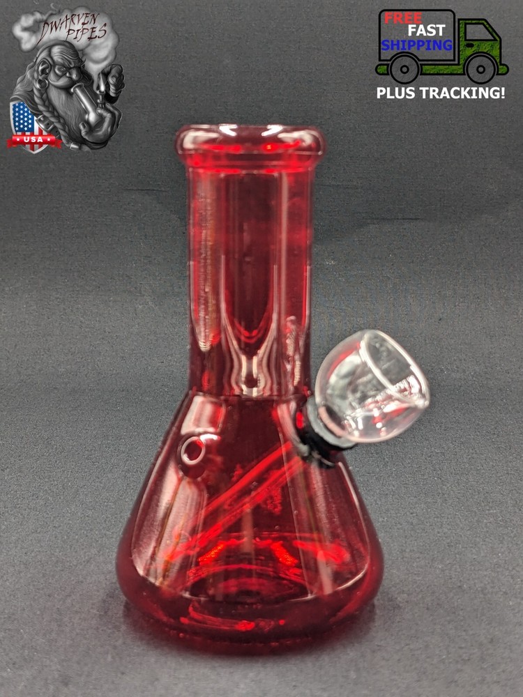 5" Inch Glass Hookah Water Pipe Bong Red Beaker