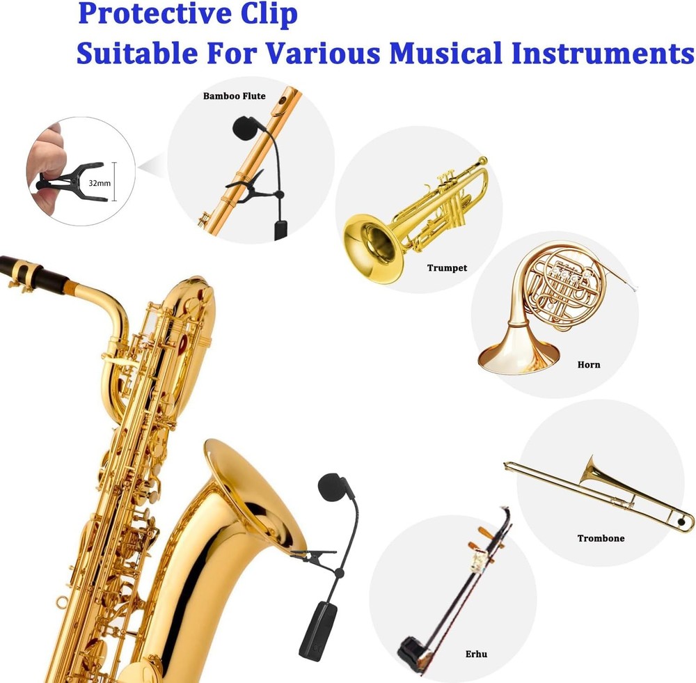 2.4G Wireless Instruments Microphone,Saxophone Microphone,Portable Handheld M...