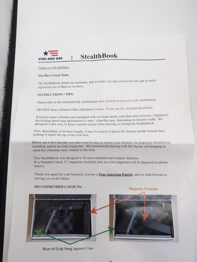 Star and Bar StealthBook Combination lock