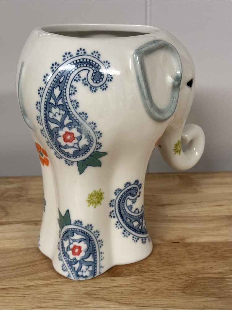 Elephant Planter Hand Painted Good Luck 7”