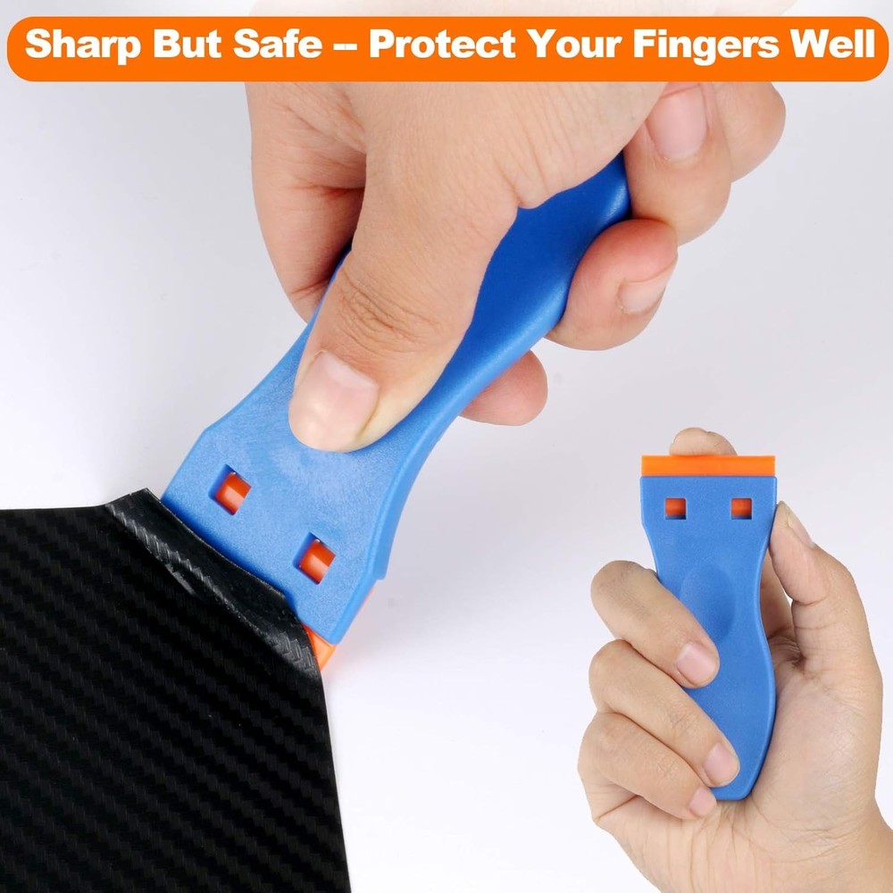 KUSUFEFI Plastic Razor Blade Scraper, 2PCS Scraper Tool with 60PCS Plastic Blade