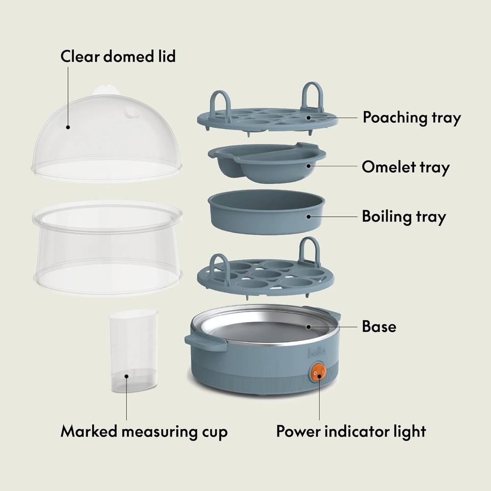 Electric Egg Cooker, 14 Eggs Capacity Tray, Double Stack, for Poached, Scrambled