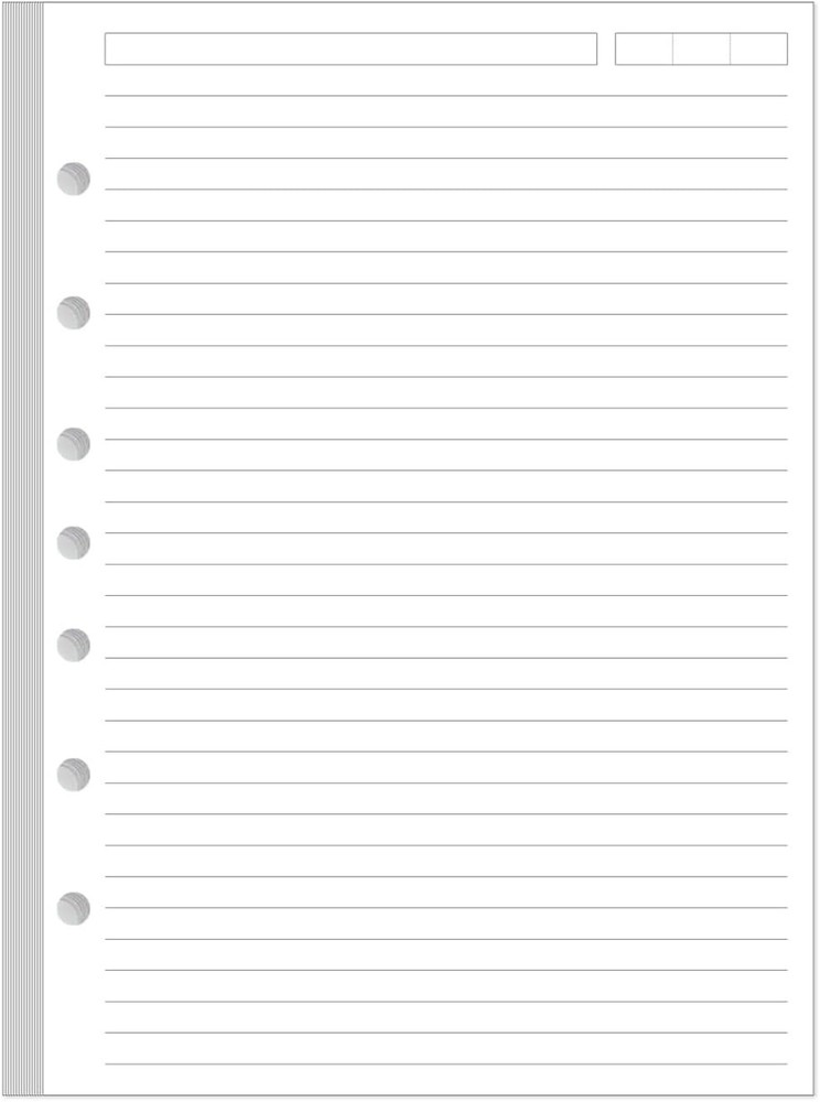 7-Hole Lined Paper Refills for Mini Binder - 100 Sheets/200 7-Hole, White
