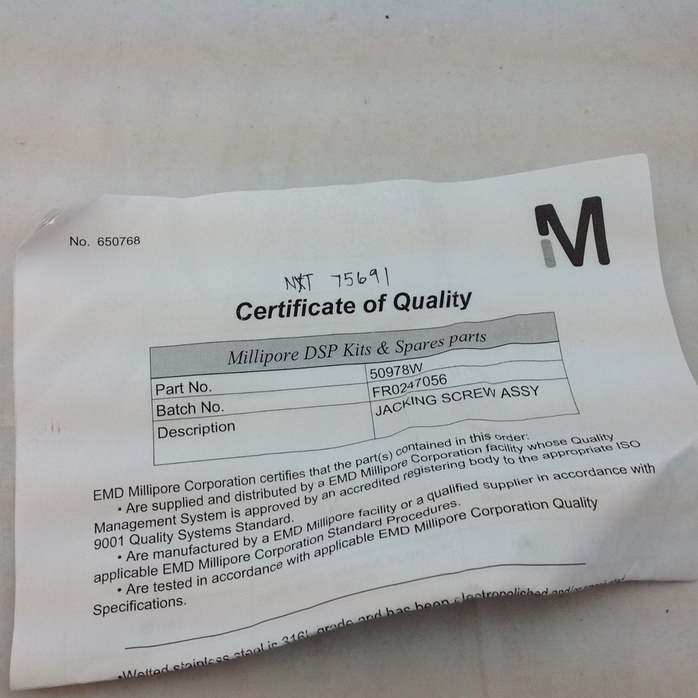 Millipore EMD 50978W Jacking Screw Assembly