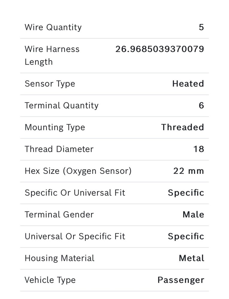 BOSCH 17014 Premium Original Equipment Oxygen Sensor