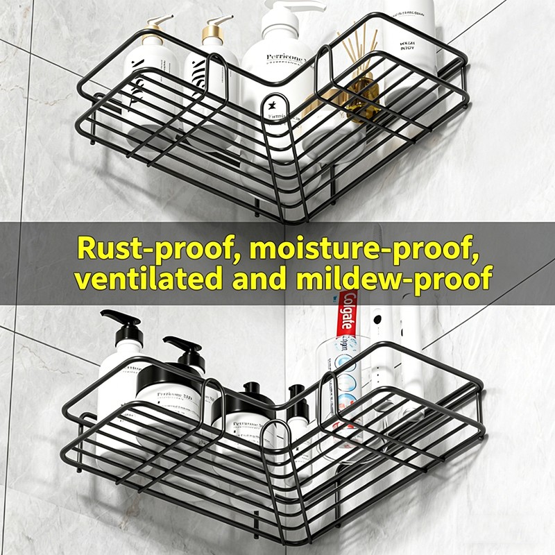 Triangular Shower Caddy Wall Mount Shelf Kitchen Bathroom Storage Organizer Rack