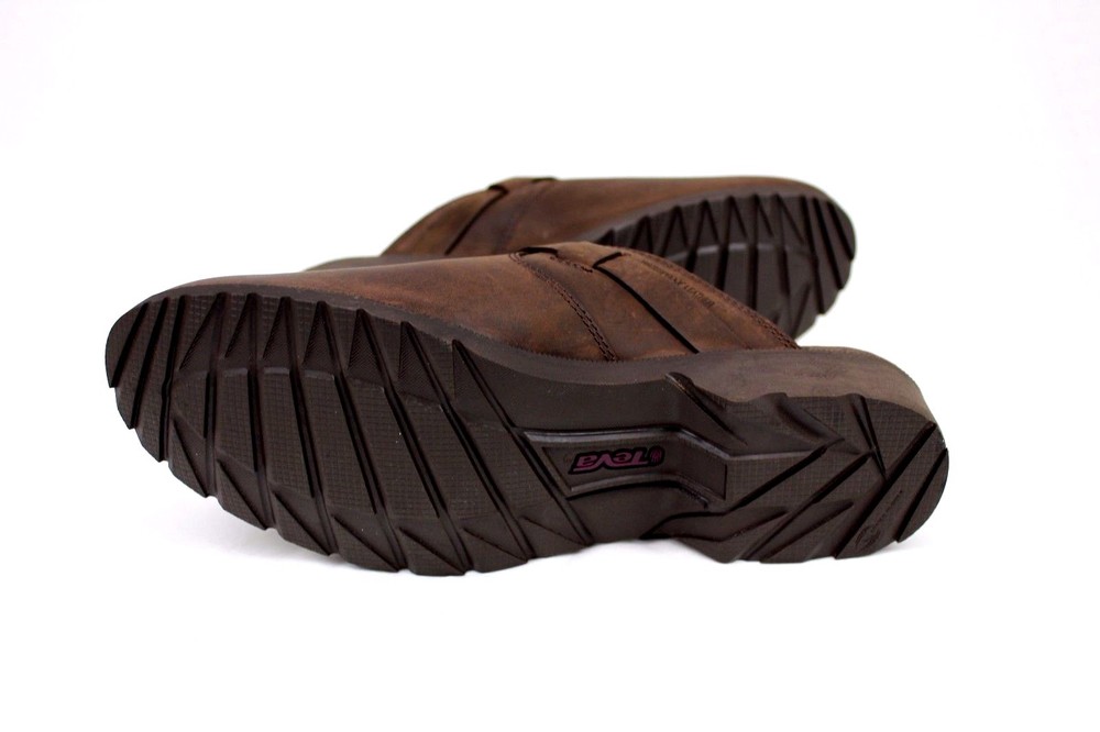 TEVA DELAVINA MULE DARK BROWN WATERPROOF LEATHER CLOGS SIZE 8 US