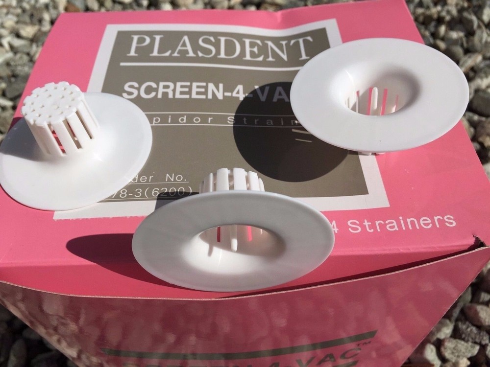 8078-3 (6200) CUSPIDOR STRAINER Dental White 144/BOX Plasdent
