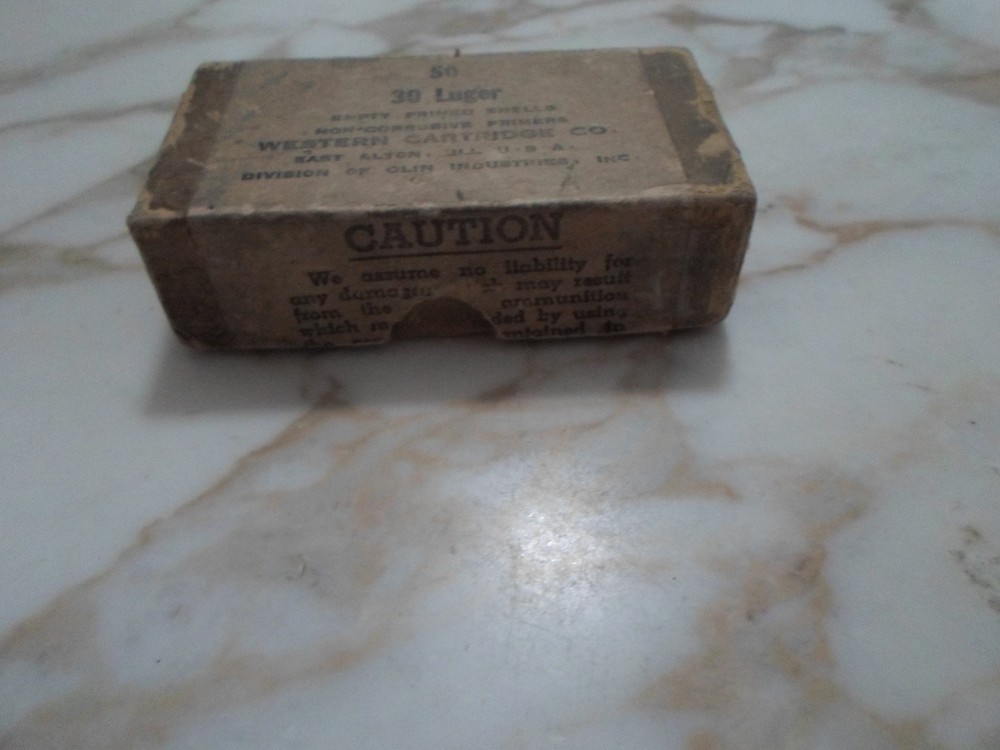 Vintage Western 30 Luger Primed Shell Empty Box