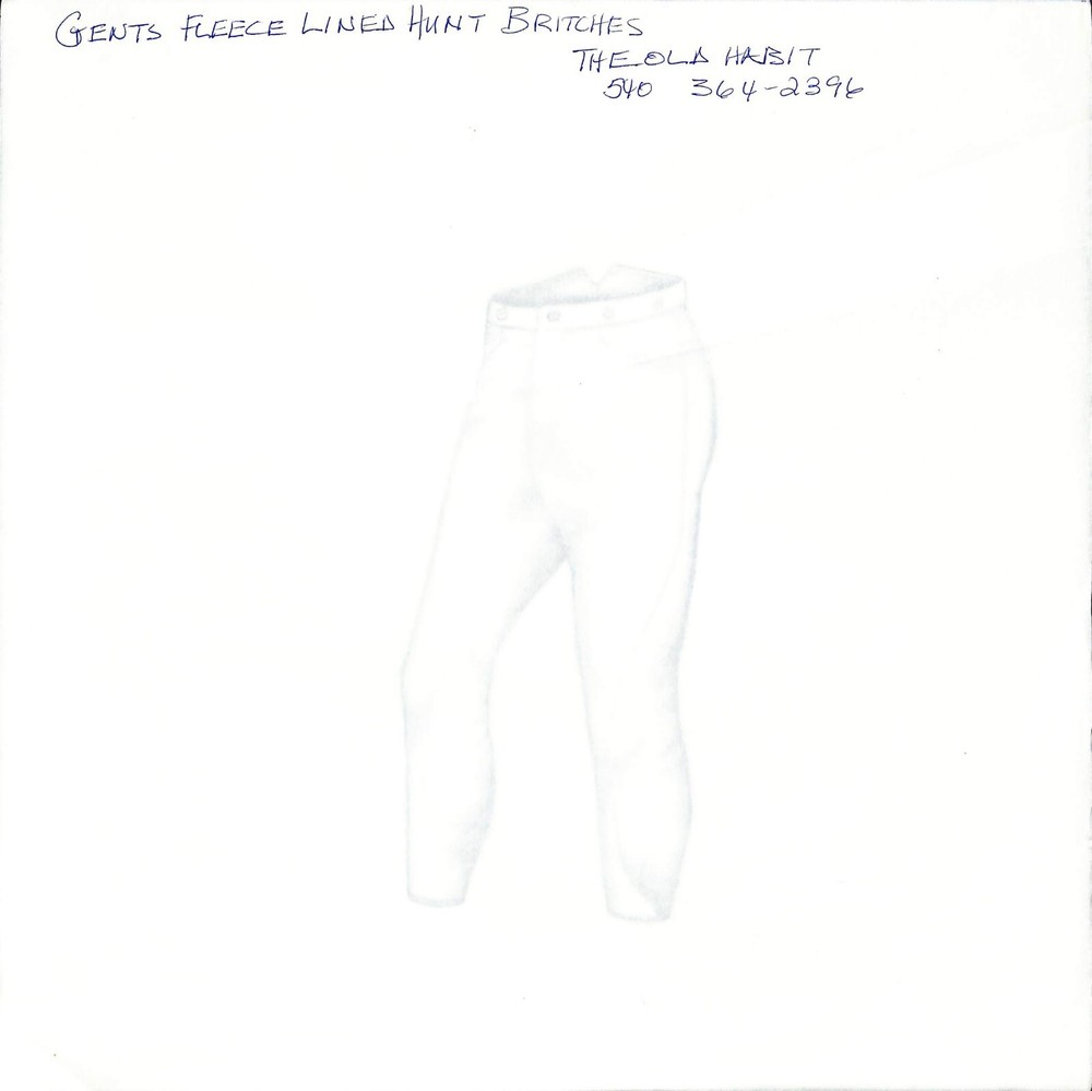 Gents Fleece Lined Hunt Britches Graphite Drawing