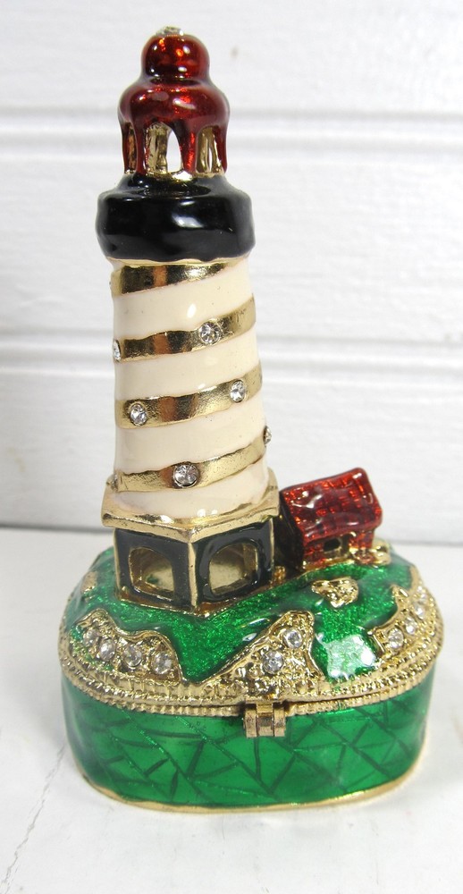 Lighthouse pewter trinket box Seaside Coastal