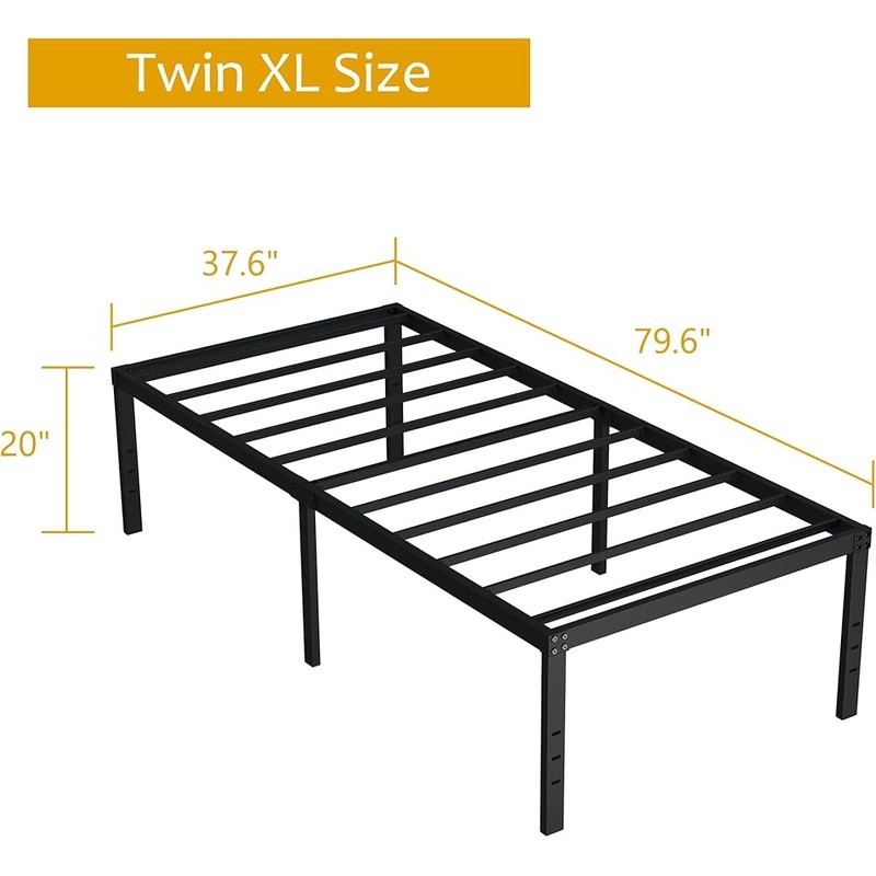Sturdy Twin XL Metal Bed Frame Easy Assembly Storage Multi-Angle Support New