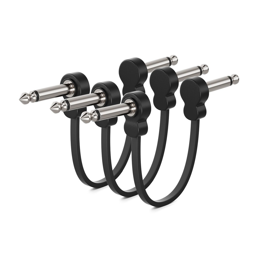 3 Pack Guitar Patch Cables, Premium 5 Inch Right-Angle 1/4 TS Pedal Board Cab...
