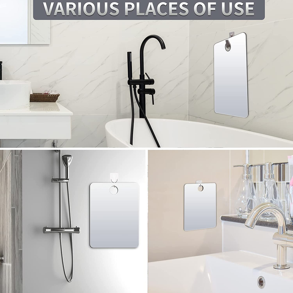 Unbreakable Small Shower Shaving Mirrors Bathroom Handheld Mirror Portable