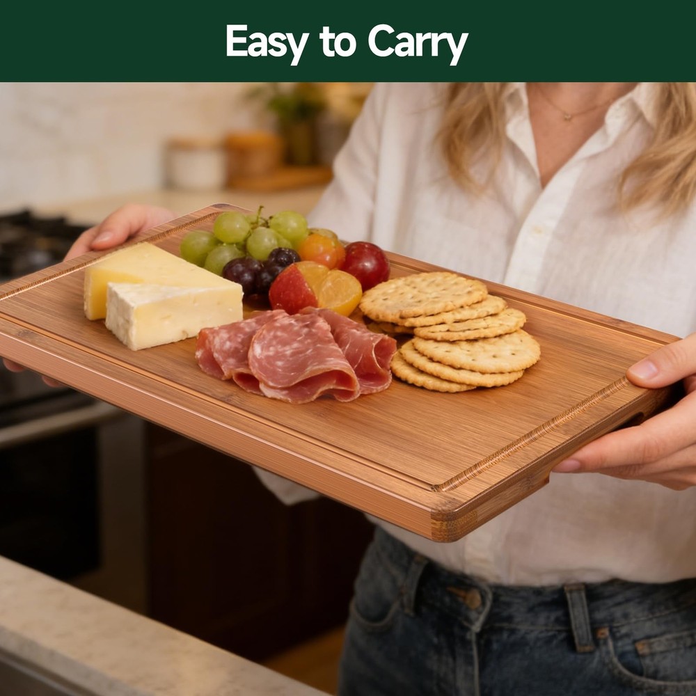Zeawec 3-Piece Set Bamboo Cutting Board for Kitchen - 3-Piece, Carbonized