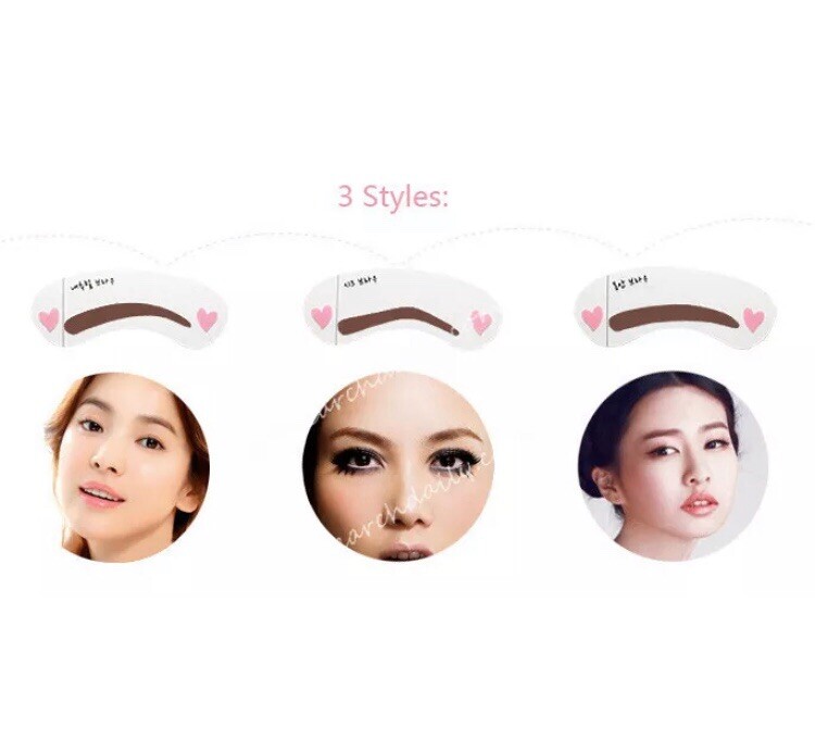 ⭐️NEW⭐️Reusable Eyebrow Makeup Stencil Card & Brush Applicator Set Brow Tools