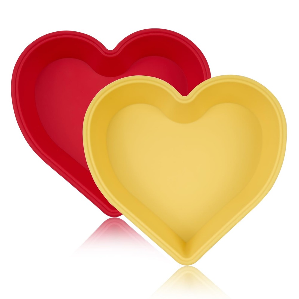 Silicone Heart Shaped Cake Pans 10 Inch 2 Pack