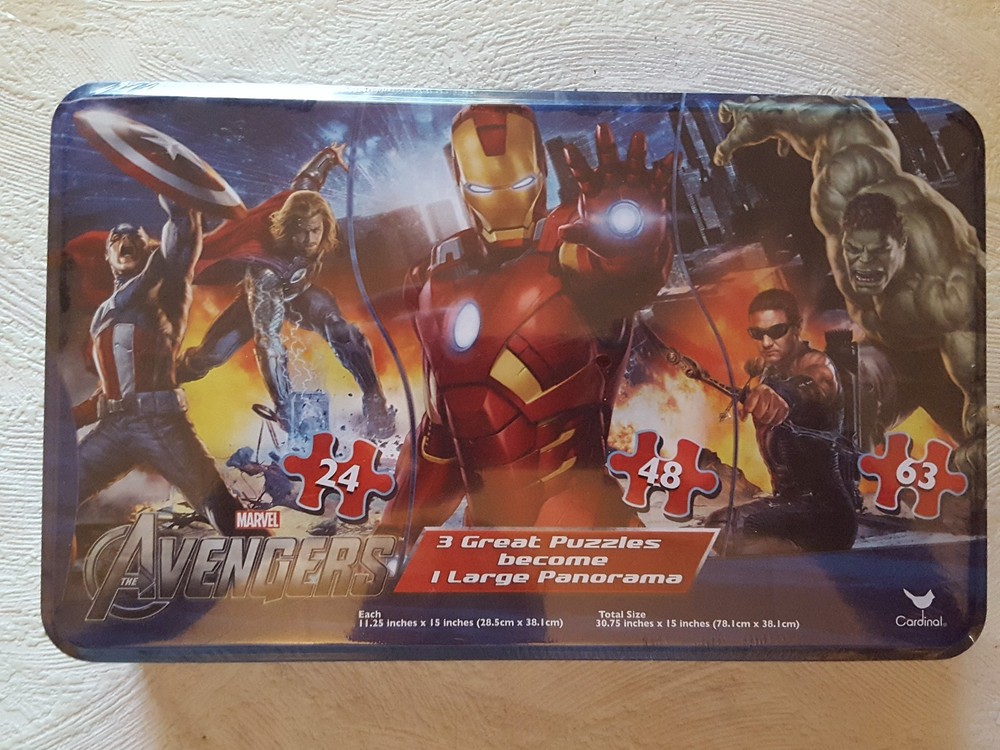 Avengers Panorama Puzzle in a Tin, 135 pieces total