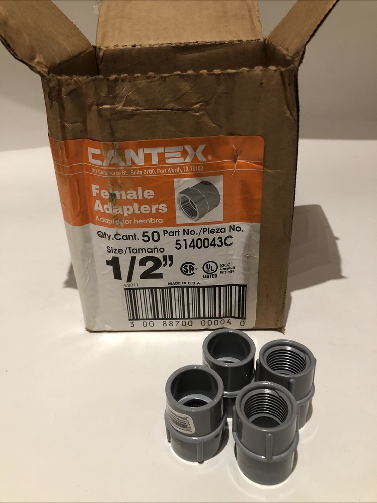 (50 ) Cantex 1/2" Female Adapters PVC 5140043C