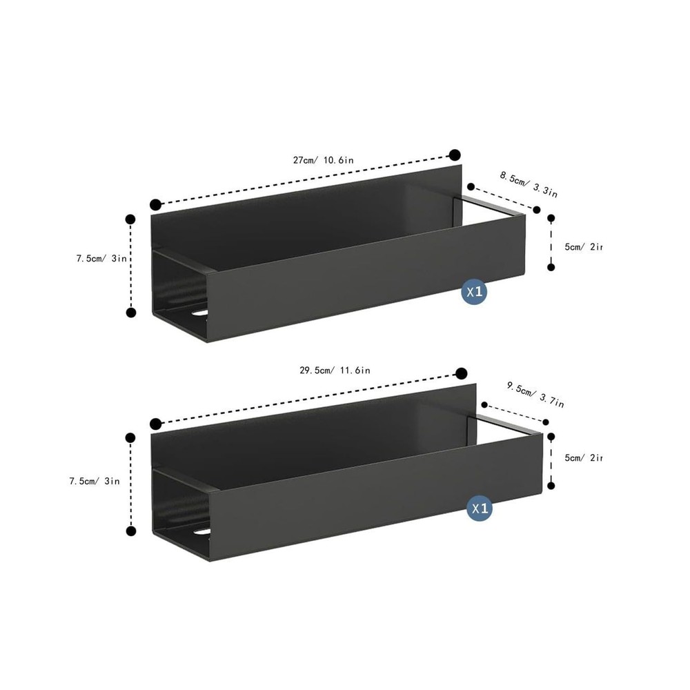 Easyhouse 2 Pack Magnetic Spice Storage Rack Organizer for 2 Pack, Black