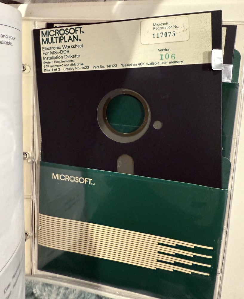 Vintage Microsoft Multiplan electronic worksheet set For MS-DOS