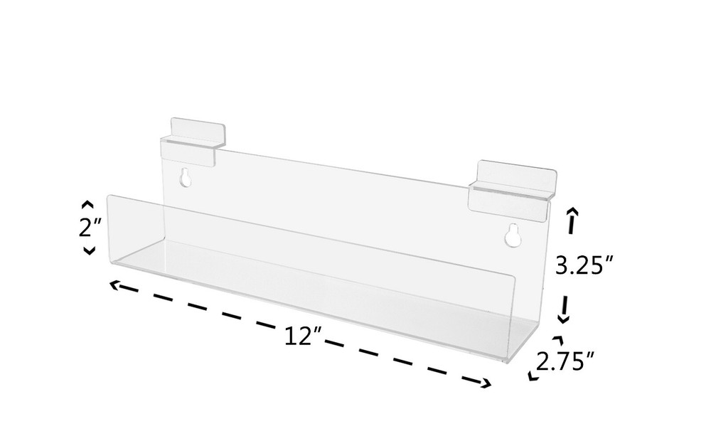 Display Rack Slatwall Wall Mount 12" J Shelf Floating Effect