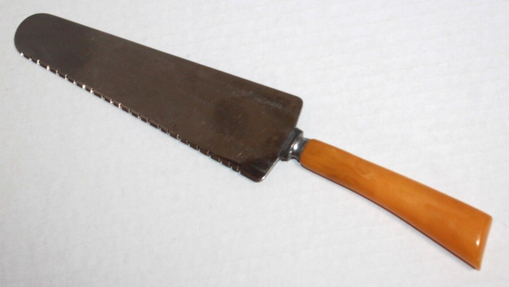 Vintage Cake Knife Server Serrated Edge Bakelite Handle