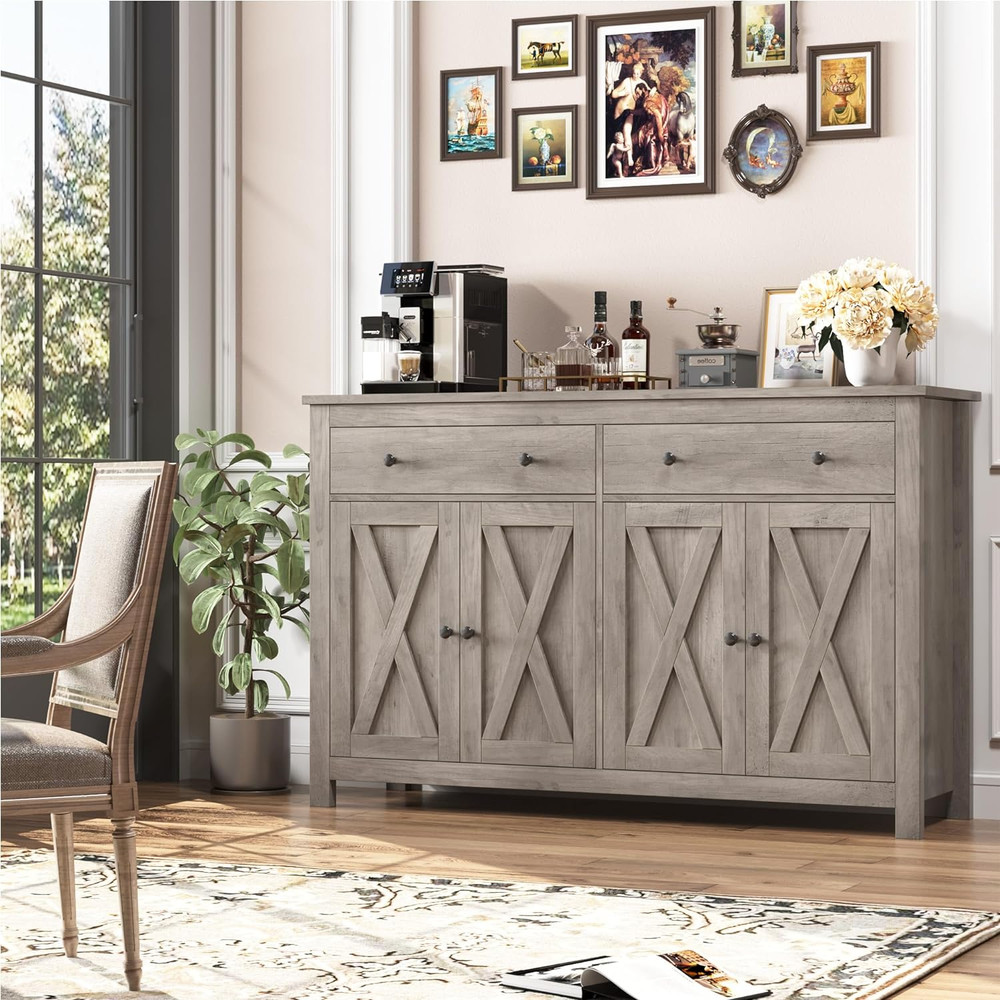 Sideboard Buffet Cabinet with Storage, 55" Large Kitchen Storage Cabinet with 2