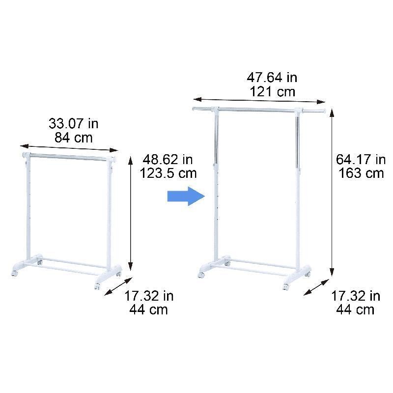 Adjustable Rolling Garment Rack Metal Chrome Storage Organizer Easy Install New