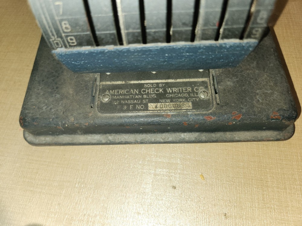 Vintage American Check Writer Co Rare Lightning Model Flat Knobs Handle USA Proj