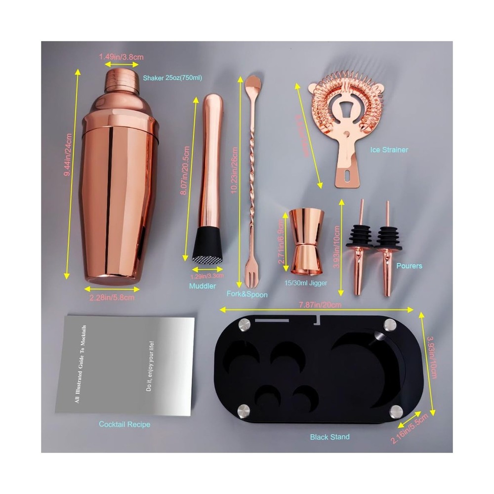 Cocktail Shaker Set, Bartender Kit, Cocktail Shaker with Stand, Dri... Fast Ship