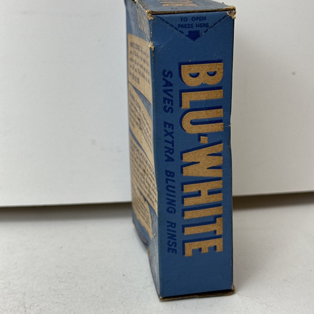 Vintage Blu White Box Laundry Additive Soap Whitener Manhattan Soap Co