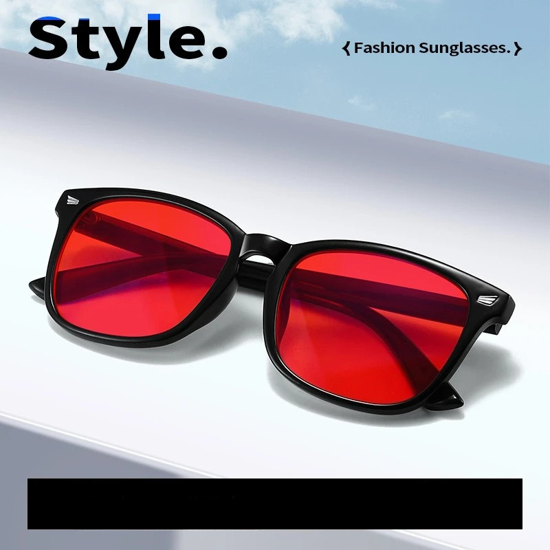 Classic Red Lens Blue Light Blocking Glasses Square Men Better Sleep.
