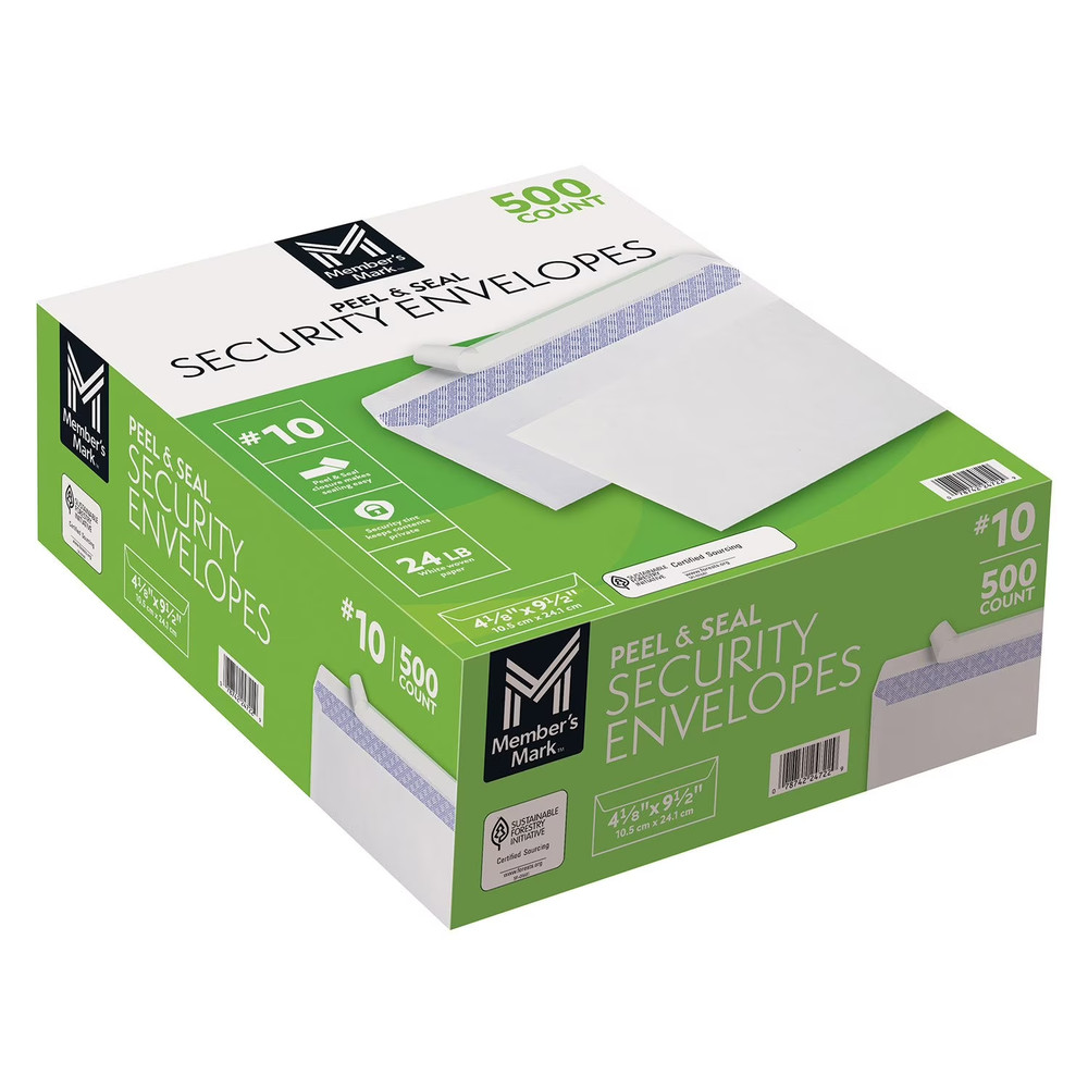 Member's Mark Security Envelope #10, Peel and Seal 500 ct.