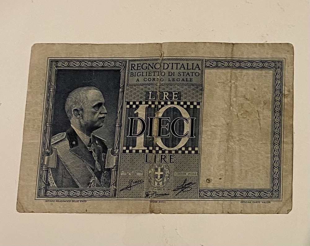 1939 DIECI LIRE REGNO D'ITALIA NOTE