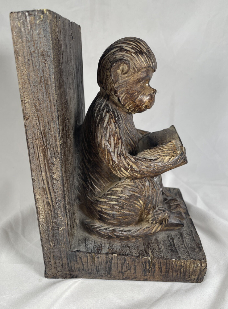 Bookend Monkey Reading A Book Resin