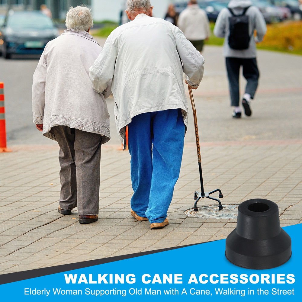 Quad Cane Tips 1/2 Inch, 4 Pcs Walking Cane Accessories, Black(Style 3)