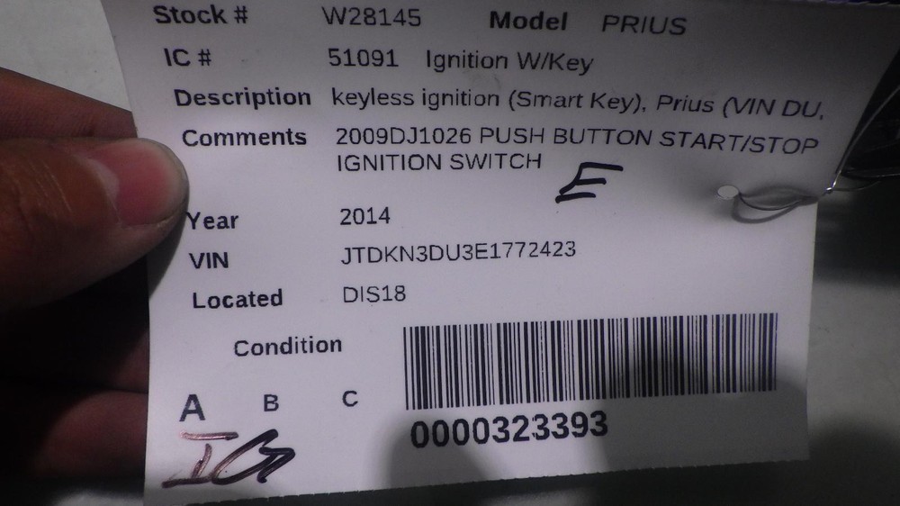 14 TOYOTA PRIUS PUSH BUTTON START/STOP IGNITION SWITCH 2009DJ1026