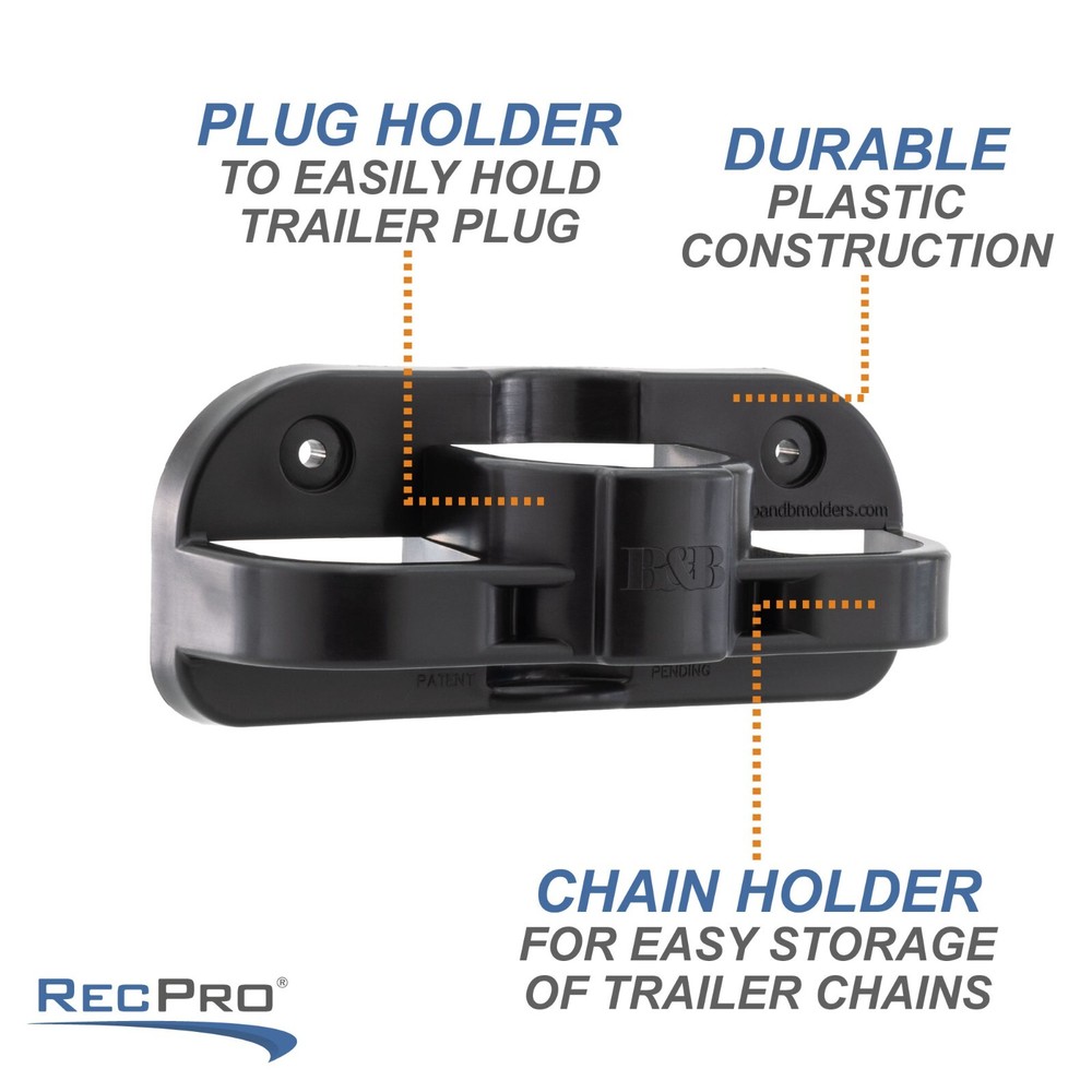 Trailer Wiring Harness Plug Holder Keeps Wires/Chains from Dragging When Towing