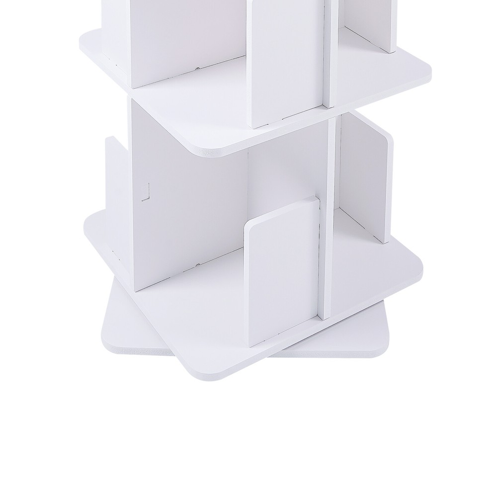 4-Tier Bookcase Storage Shelf Bookshelf Freestanding Display Rack 360° Rotating